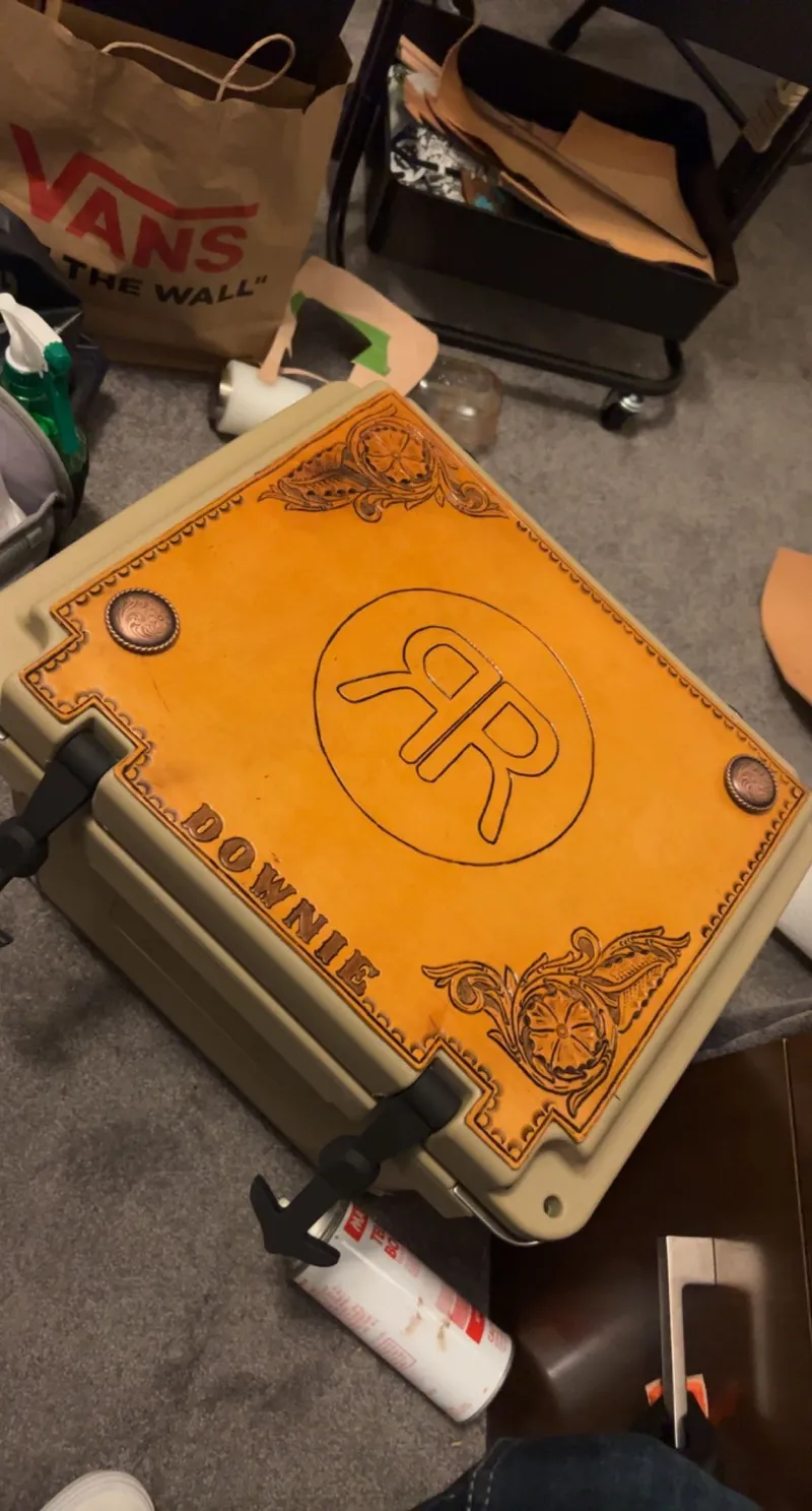 Custom leather cooler cover